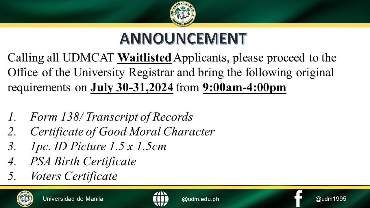 UDMCAT Waitlisted Applicants
